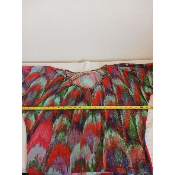 Democracy Top Womens Red Multicolor Dolman Sleeve Size Medium‎ Casual - Picture 10 of 15